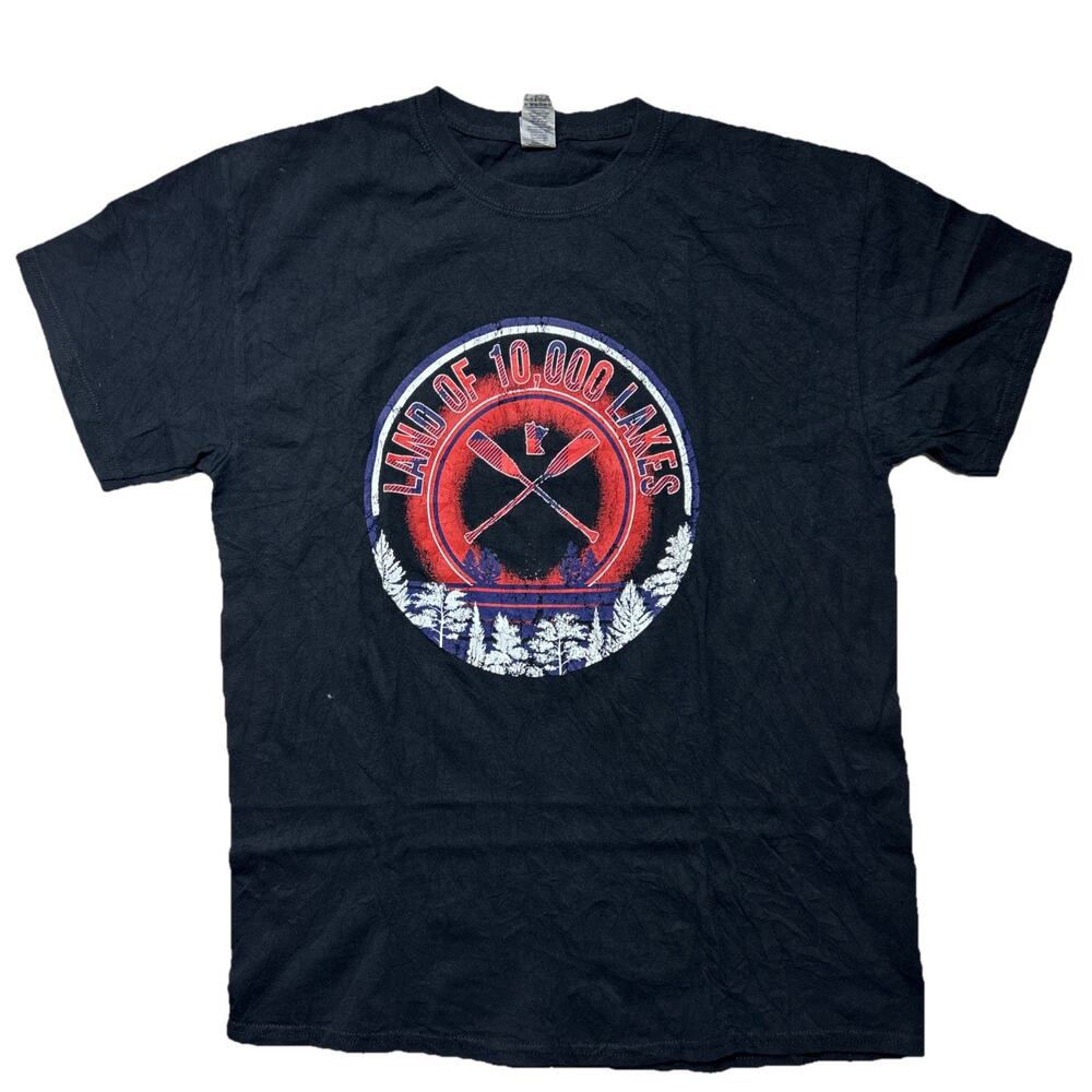 Outdoors Graphic T-Shirt Unisex Black Size Large Camping Kayaking Lakes